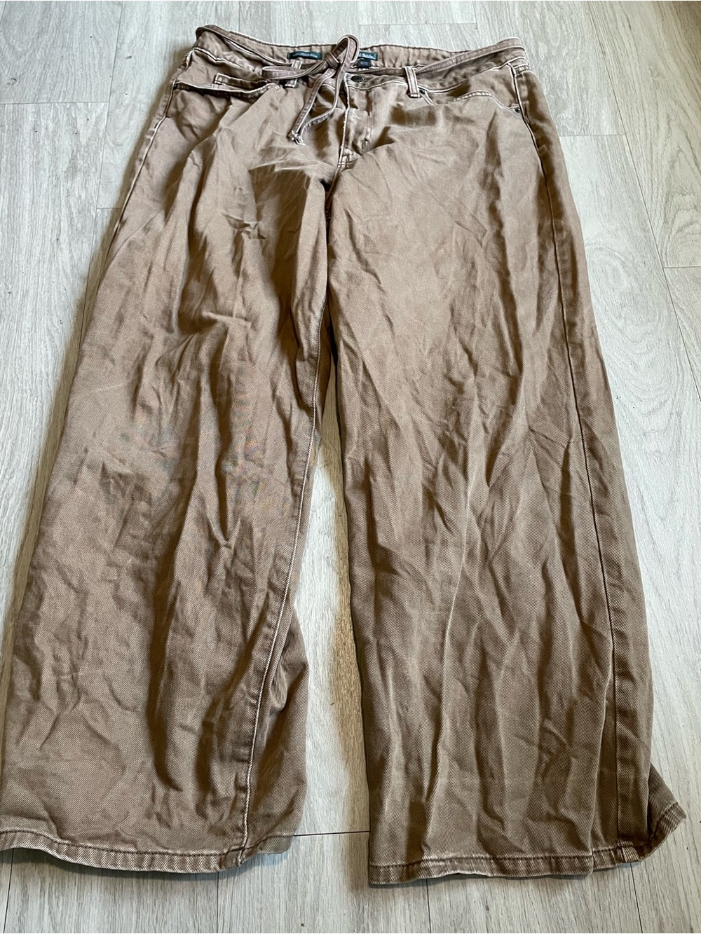 wild fable Brown Wide-Leg Drawstring Jeans